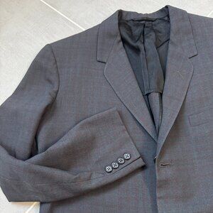 Vintage 1960 Hickey Freeman Gray Blue Shadow Plaid Sport Coat Jacket sz 42R